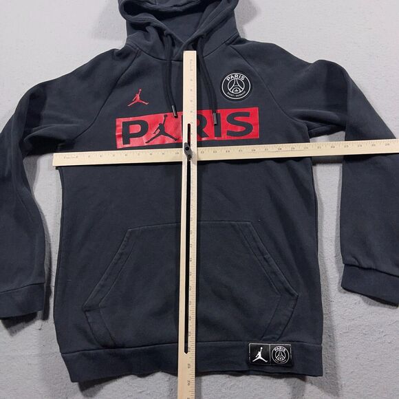 Nike Air Jordan + PSG Paris Saint Germain Pullover Hoodie Men Small Black Soccer - Picture 4 of 10
